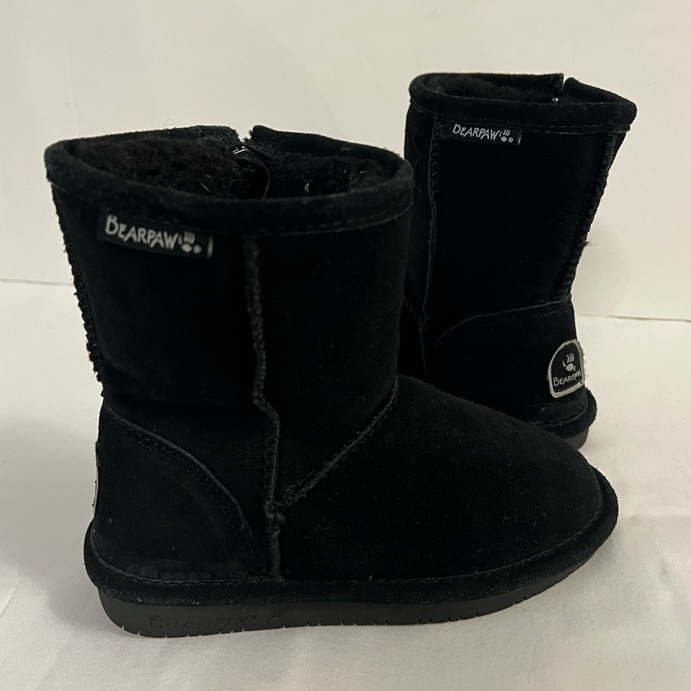 Size 11 Toddler Girl Bearpaw Kids Black Suede Cozy Winter Boots